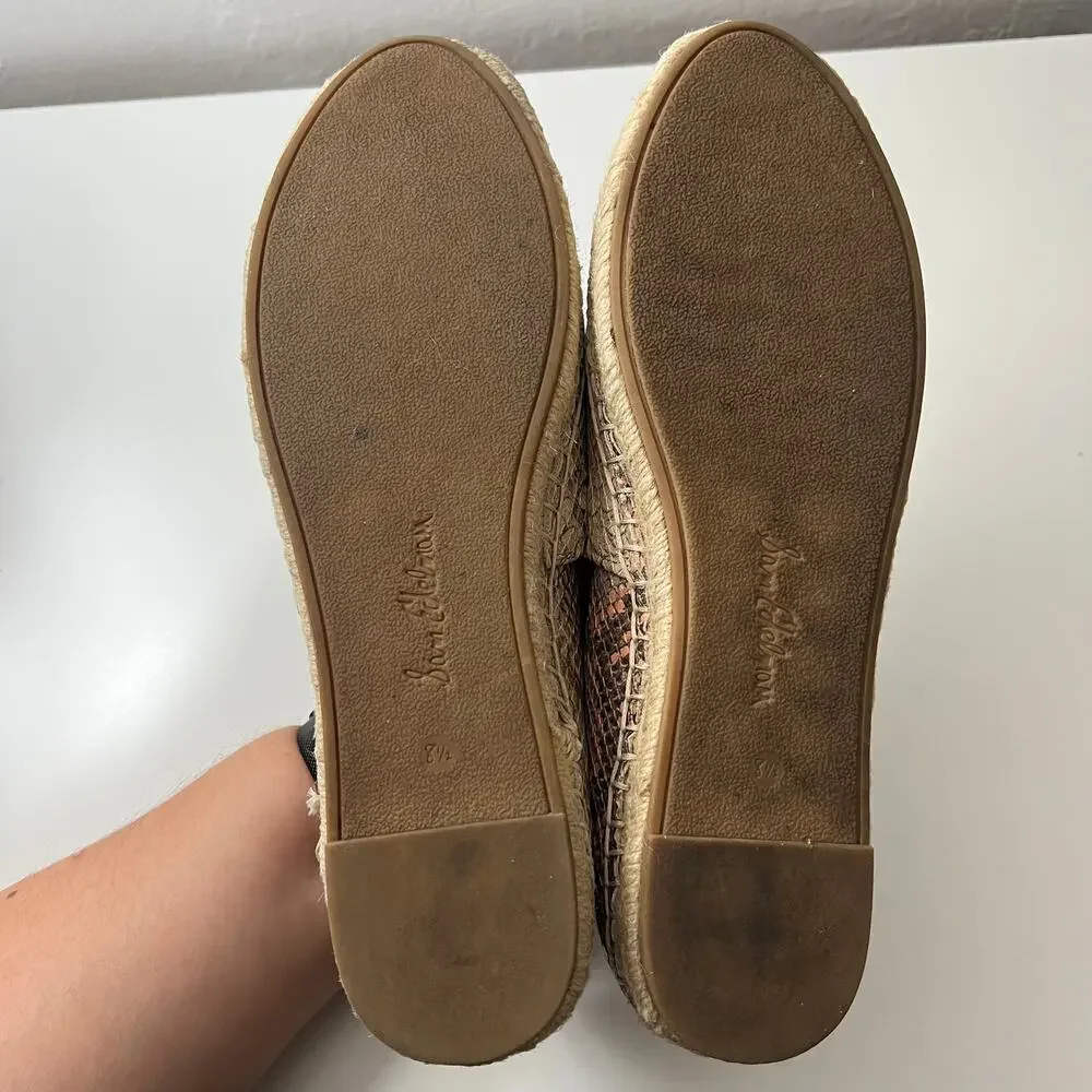 Sam Edelman Nude Pink Snake Khloe Slip On Espadrille Size 8.5 Vacation Summer